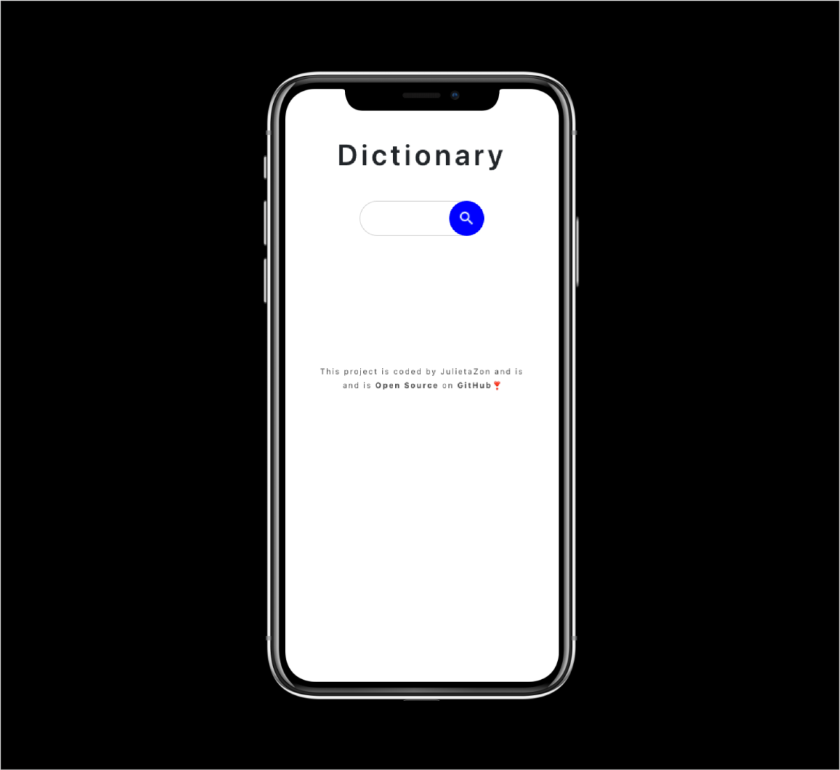dictionary app on mobile search bar to search a word